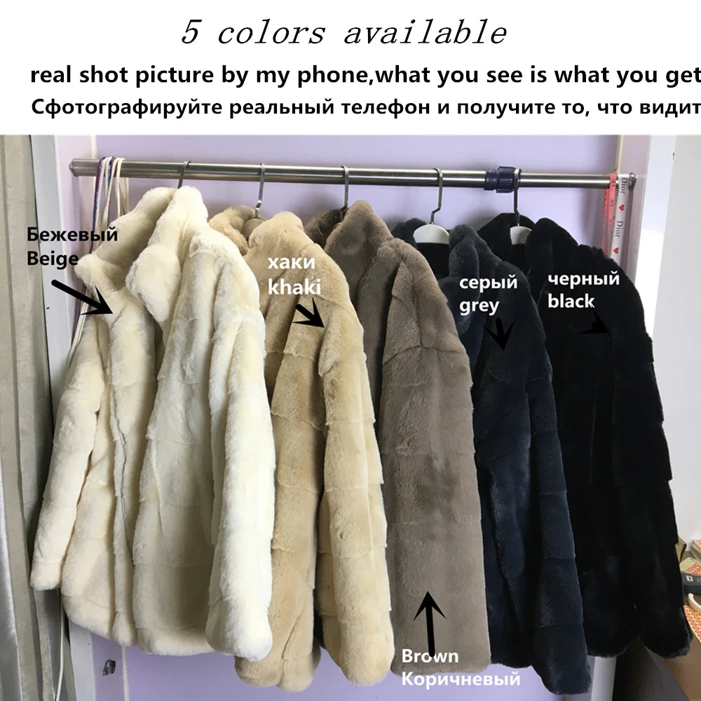 Faux Fur Coat for Women,Long Sleeve,Plush Jacket for Ladies,Korean Fashion,Artificial Mink, Fluffy Zipper Overcoats,Winter 2024